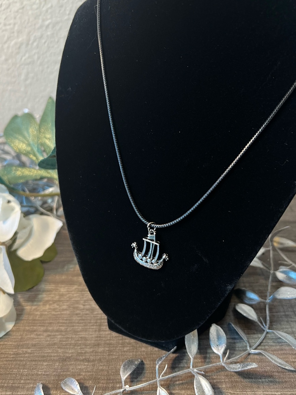 Silver Viking Ship Pendant Necklace / Odyssey Inspired